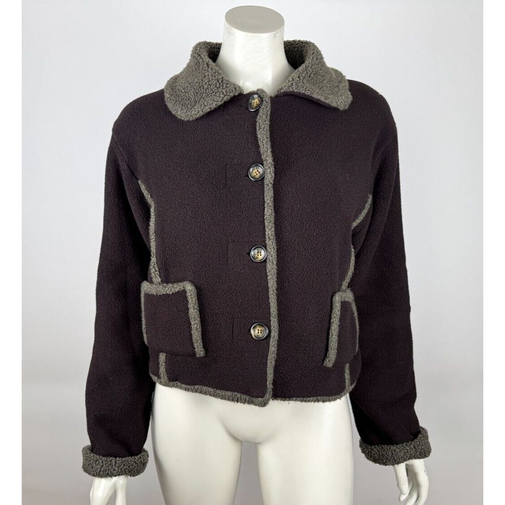 Fjall Polartec Sherpa Jacket Women S Long Sleeve Button-up Fleece Collared Brown